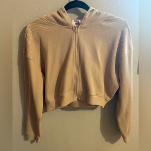 Princess Polly Cropped Zip-Up - Pinkish Beige - Size 0